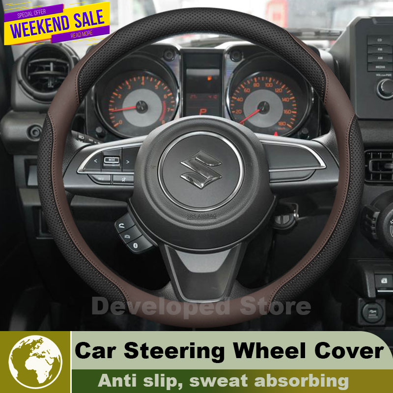 Car Steering Wheel Cover Anti Slip Breathable - Leder-Lenkradbezug für Suzuki Jimny JB64 JB74
