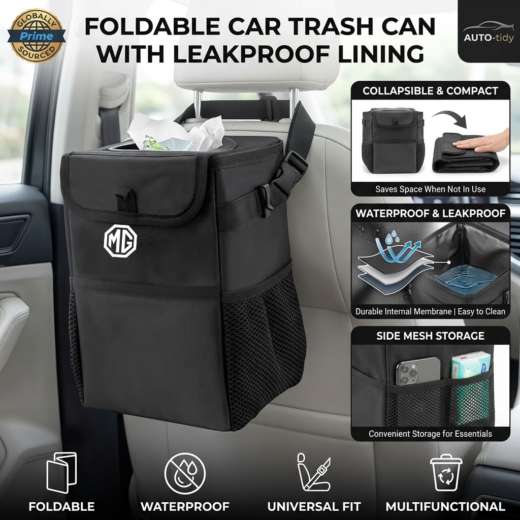 Waterproof Car Trash Can With Lid - Faltbarer, tragbarer, auslaufsicherer, wasserdichter Deckel, Mülleimer