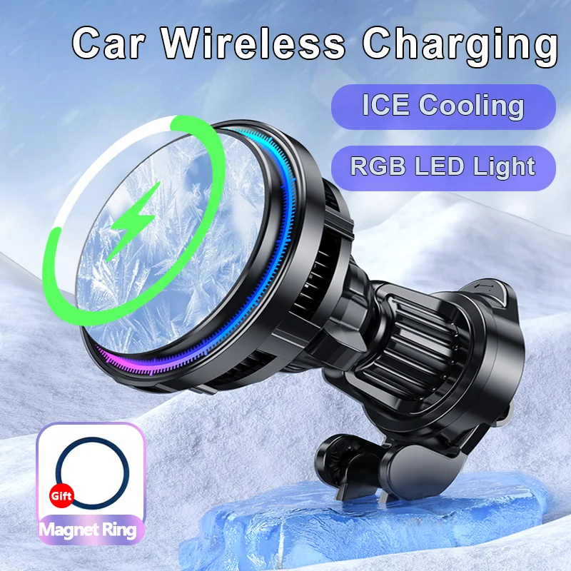 Wireless Car Charger Mount Fast Charging - Eiskühlender magnetischer kabelloser Autoladeständer für iPhone