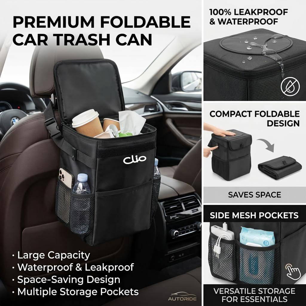 Waterproof Car Trash Can With Lid - Wasserdichte Aufbewahrungstasche für den Mülleimer im