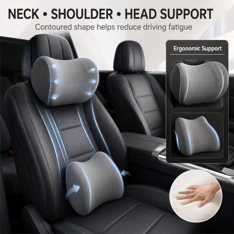 Auto-Kopfstützen-Nackenkissen  – Memory Foam Car Neck Pillow Lumbar Support Bewertung und Preis